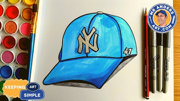 Simple step by step video about how to draw a baseball cap.