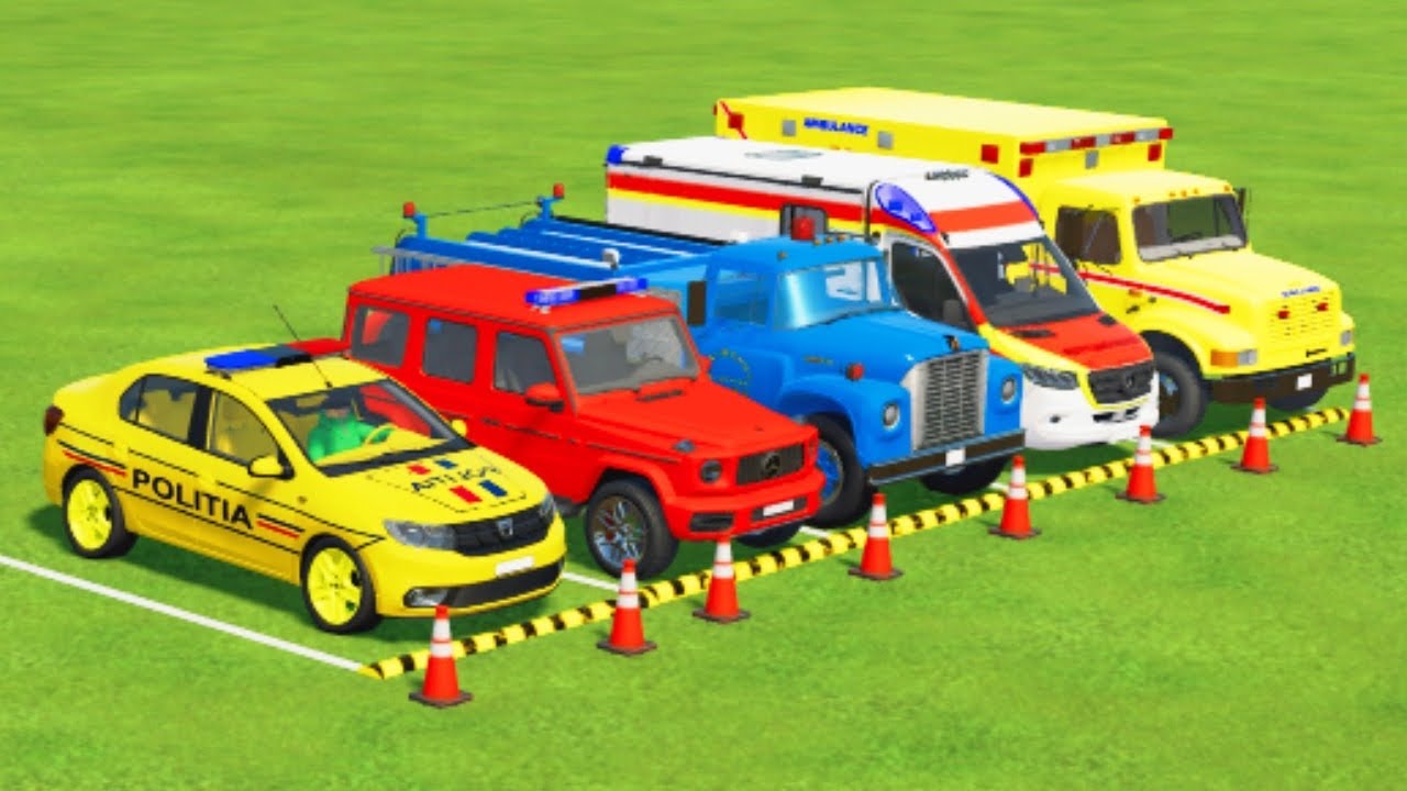 TRANSPORTING POLICE CARS, FIRE DEPARTMENT, AMBULANCE VEHICLES WITH MAN TRUCKS ! Farming Simulator 22