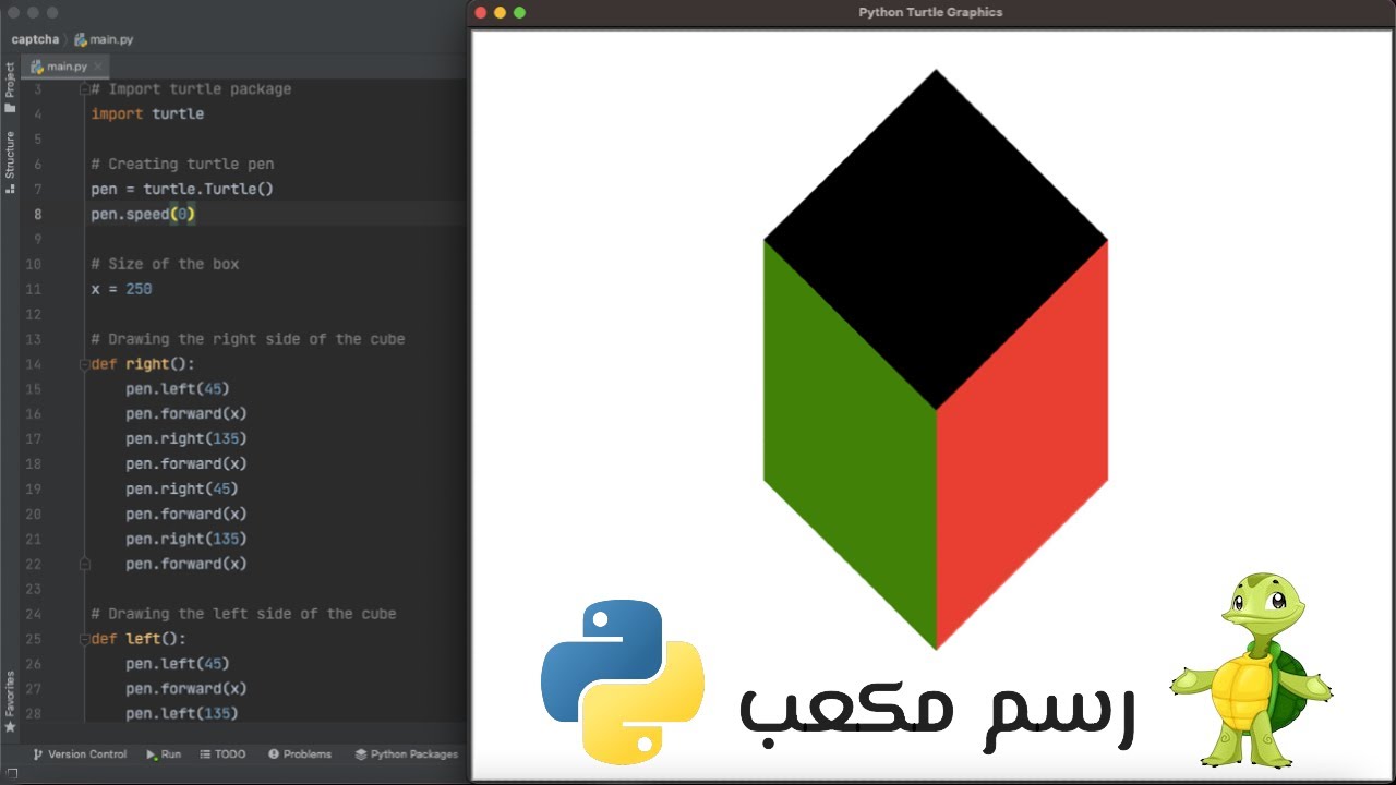Draw Cube 🧊 - رسم مكعب | Using Python Turtle - YouTube