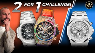 NEW GAME! The 2 for 1 challenge, AP Royal Oak Frosted 26239BC VS Patek Philippe 5990, Hublot Rainbow