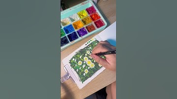 Vẽ hoa cúc tana bằng màu gouache himi #art #easypainting #drawing #vehoacuc #vemaugouache