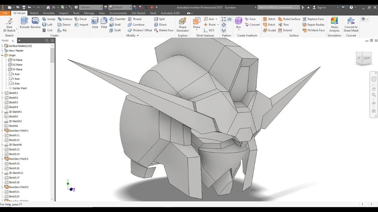 Gundam Helmet 3D Model Inventor Studio YouTube