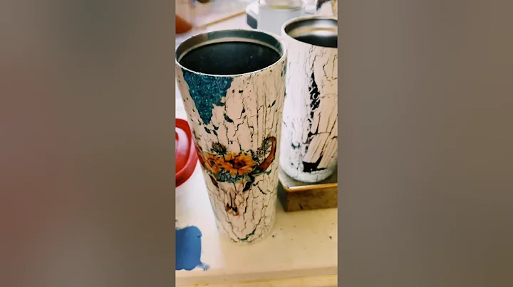How to use crackle paint on a metal tumbler cup