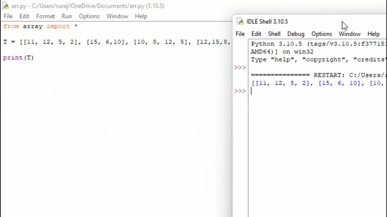 2d array in Python@COMPUTEREXCELSOLUTION - YouTube