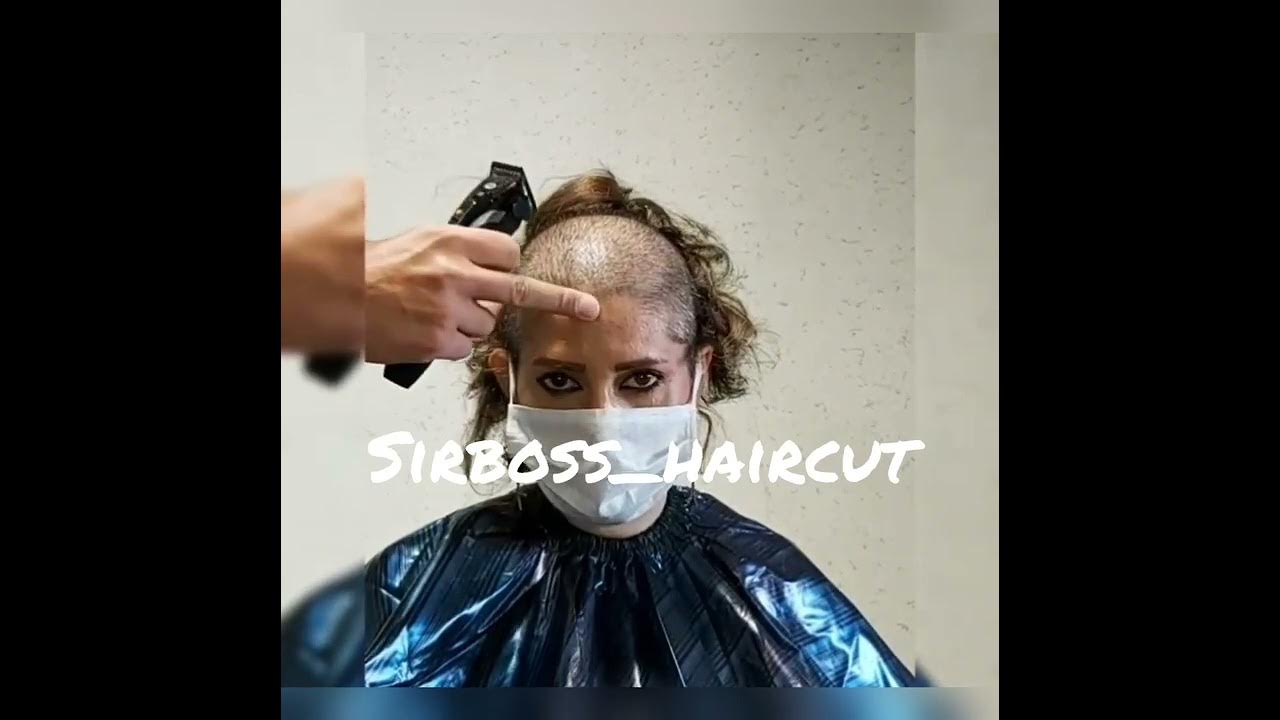 woman headshave in office by barber YouTube