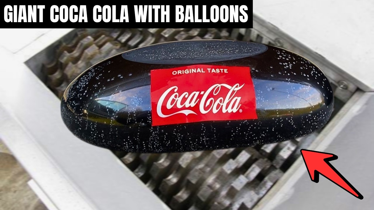 GIANT COCA COLA WITH BALLOONS vs Fast Shredder Machine | Oddly Satisfying!