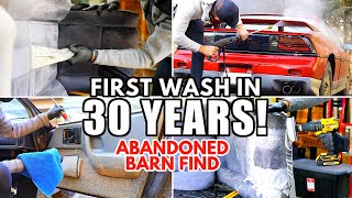 First Wash In 30 Years Barn Find Car Detailing Restoration || Abandoned PONTIAC 1987 FIERO GT