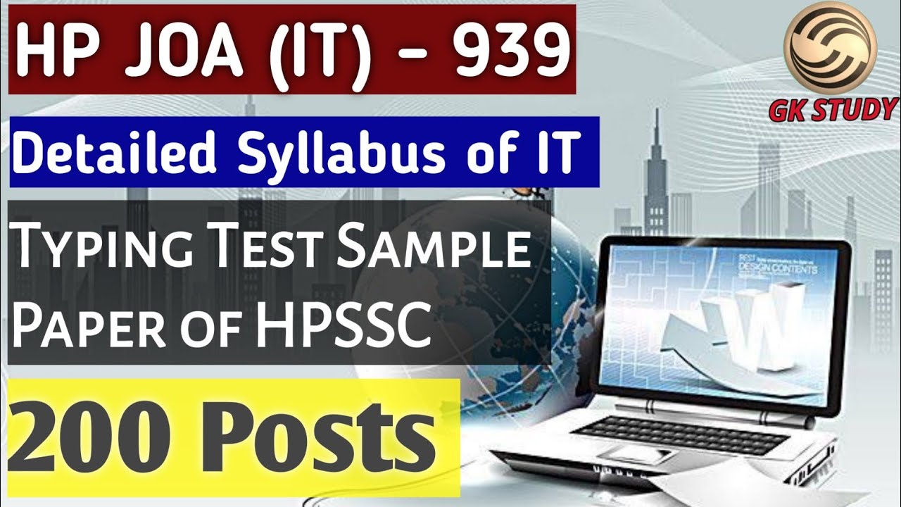 HP JOA (IT) Complete Syllabus !! Post Code - 939 !! Exam Pattern, HPSSC Typing Test Sample Paper !!