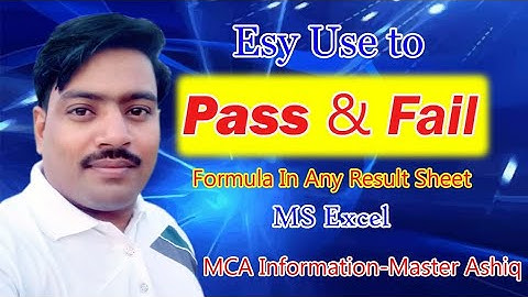 Pass & fail formula in Result Sheet ms excel