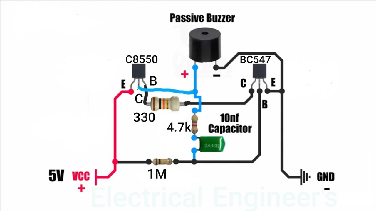 Passive buzzer driver circuit. Drawing and practical. - YouTube