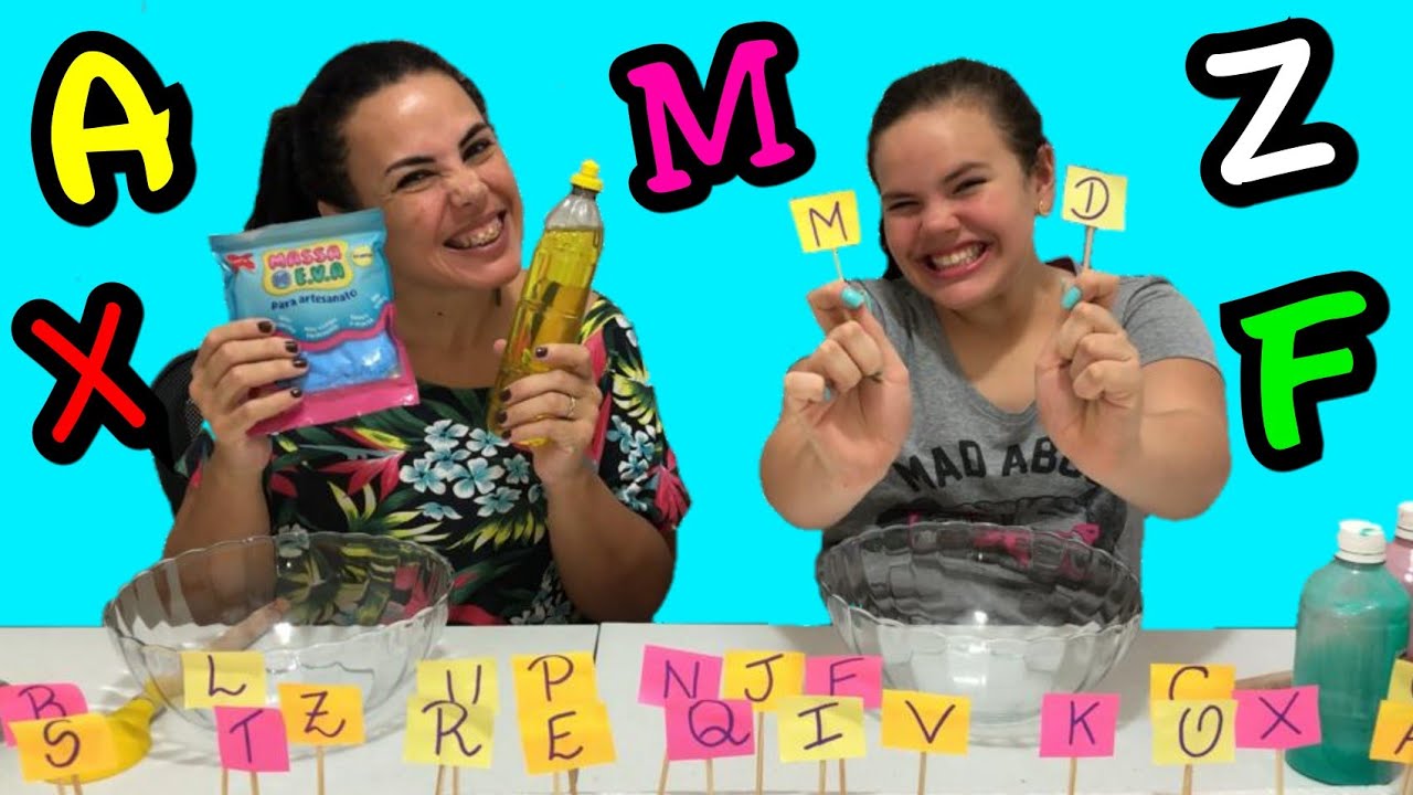 DESAFIO SLIME POR ALFABETO!! Making Slime in Alphabetical Order