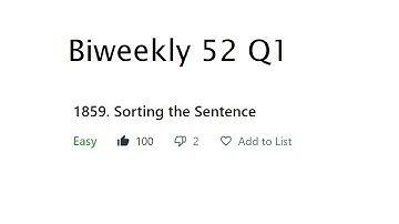 Going over problems from biweekly 51 contest: Q1 Sorting the Sentence