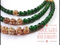 THREE LAYER GREEN GLASSBEAD NECKLACE II GREEN AND GOLDEN BEAD COMBINATION IIBONGGIRL'S CRAFT II