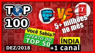 Os MAIORES Canais do YouTube Mundial (DEZ 2018) SonyMusicIndiaVEVO, PewDiePie, T-Series, Você Sabia?