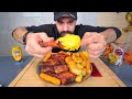 اكل افخاذ دجاج عص الطبل المقرمشة مع مختلف انواع مقرمشات الجبنة اللذيذة Mukbang Crispy Baked Chicken