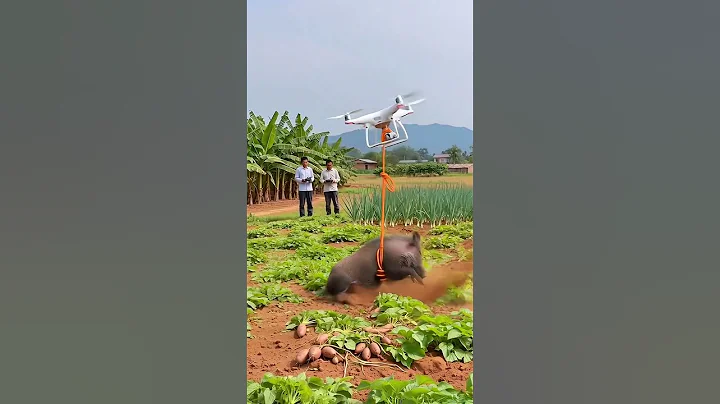 Drone Captures Wild Boars Entering the Farm