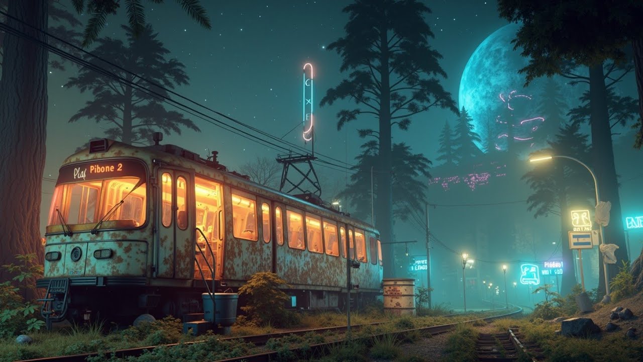 Музыка для учебы ~ Расслабляющая ночная поездка ~ Лунная атмосфера