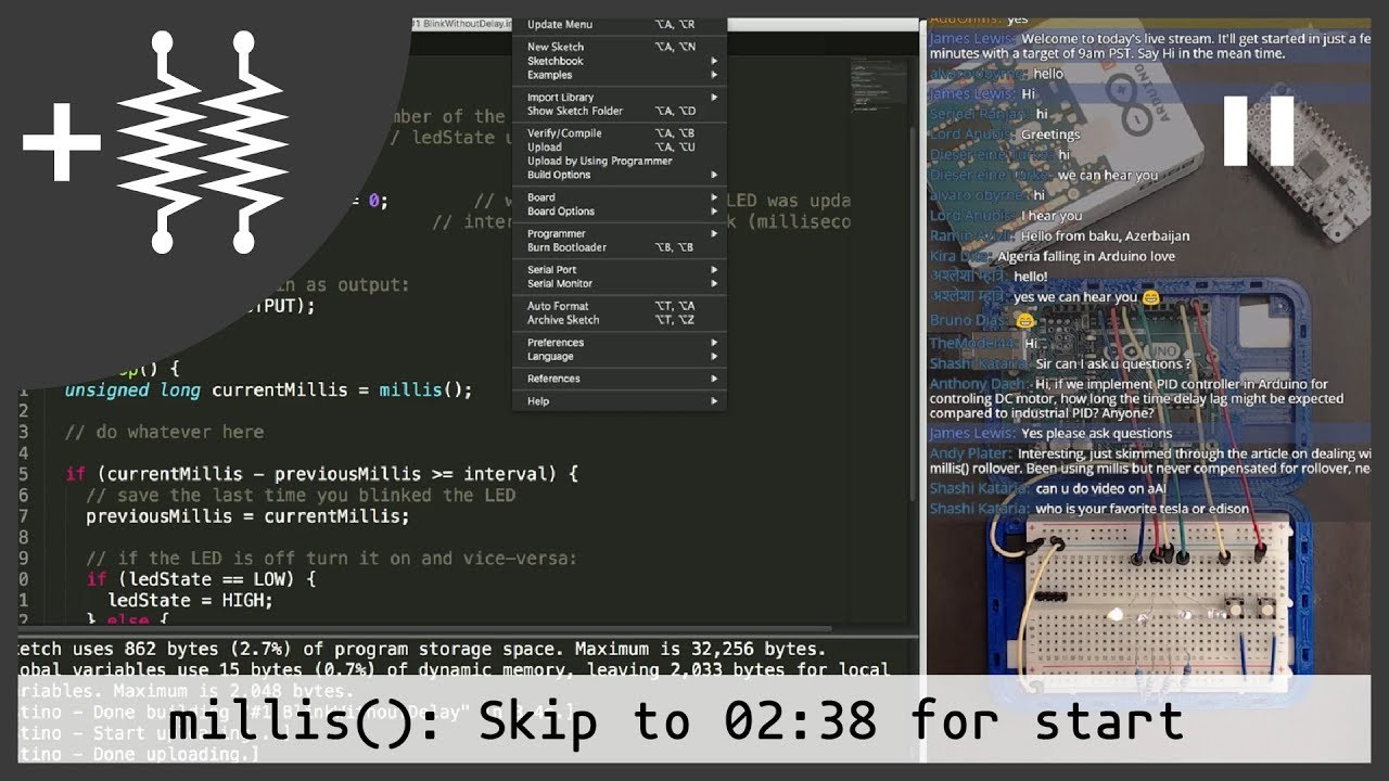 Arduino millis examples with LEDs | AddOhms Live #5 - YouTube