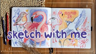 Fill a Sketchbook Spread with Me ? Doodling Colorful Birds