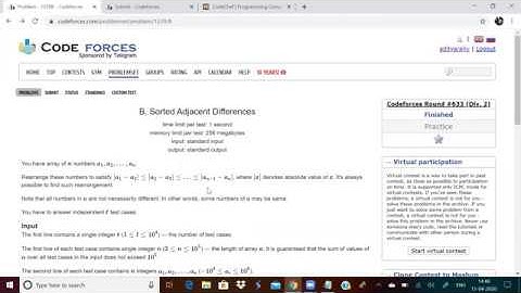 CODEFORCES ROUND 633(DIV 2)|QUESTION B|SORTED ADJACENT DIFFERENCES.