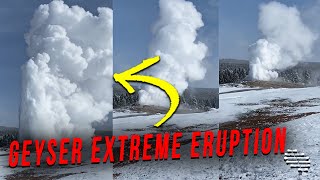 Old Geyser’s Extremely Steamy Eruption in a Cold Day