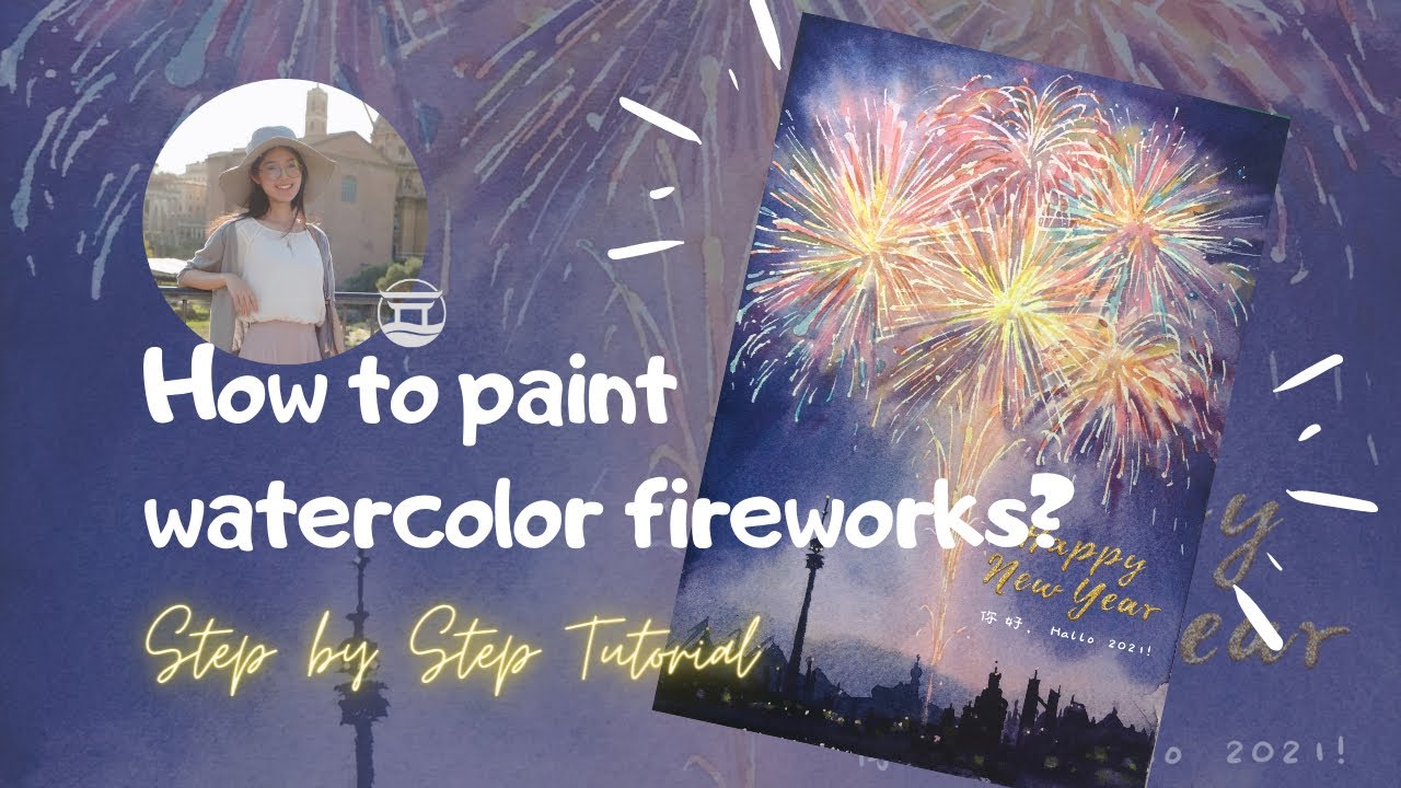 How to paint watercolor fireworks? Watercolor Tutorial Step by Step ...