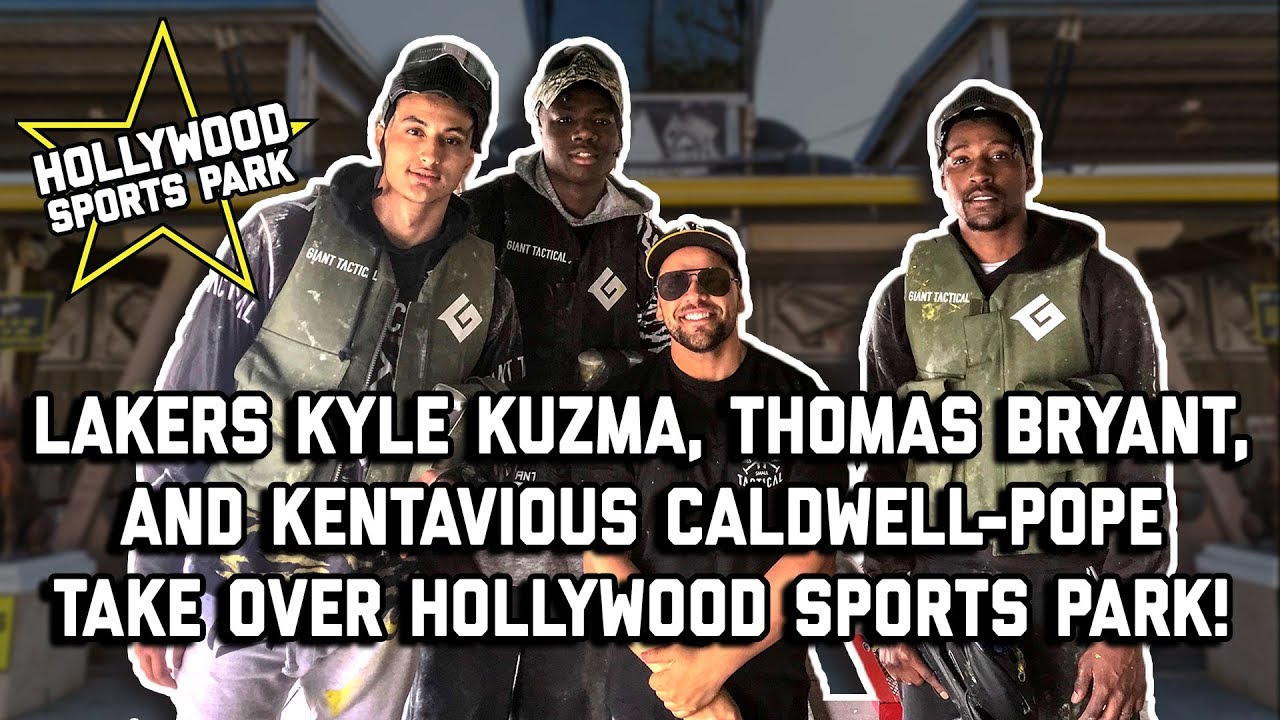 Lakers Kyle Kuzma, Thomas Bryant, & K POPE play paintball at Hollywood Sports Park with Bear