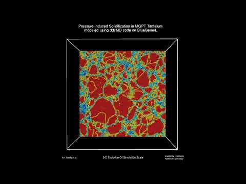 Powers of Ten: Pressure-induced solidification in MGPT tantalum modeled using ddcMD code BlueGene/L