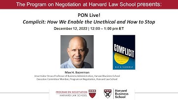 PON Live! Book Talk Complicit: How We Enable the Unethical and How to Stop