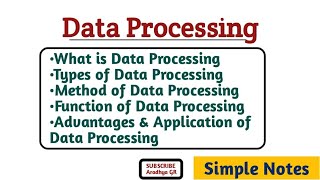 Data Processing:What is Data Processing|Types|Function|Method|Simple Notes|@CompBookAradhya