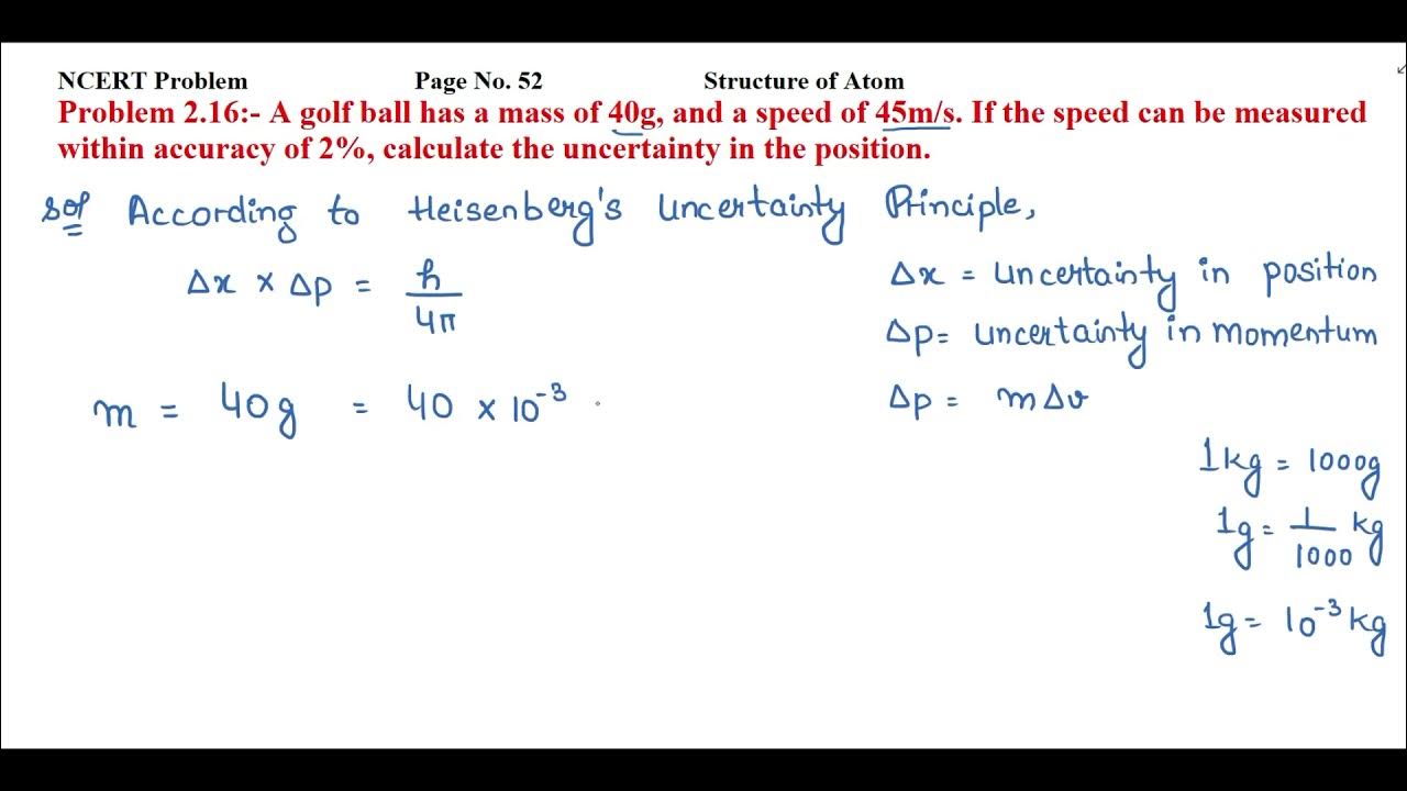 A golf ball has a mass of 40g, and a speed of 45m/s. If speed can be measured within accuracy of