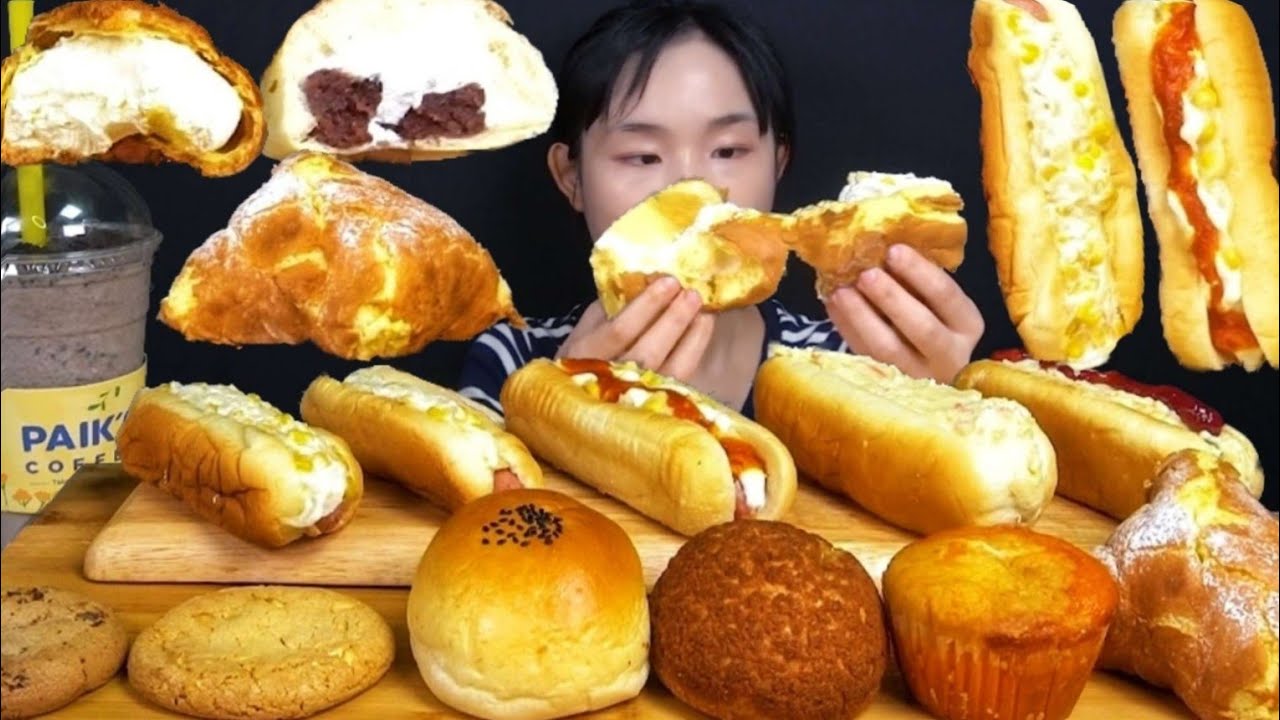빽다방 사라다빵 핫도그 소세지빵 여러가지 베이커리 쿠키 디저트 먹방