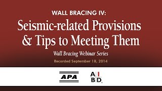2014 IRC Wall Bracing IV: Seismic-Related Provisions
