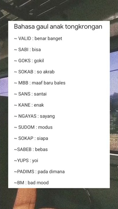 Bahasa Gaul Anak Tongkrongan