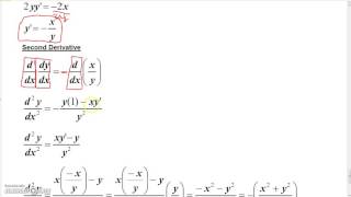 Calculus 1 Lecture 2 5 3  Implicit Differentiation to find Second Derivative