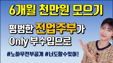 6개월동안 천만원 모으기  / 부수입으로 천만원달성 / 전업주부재테크