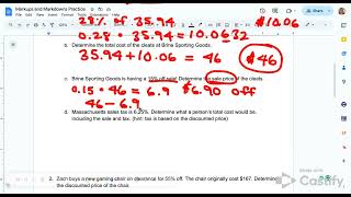 Markups and Markdowns Practice Screencastify
