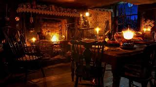 Ambience/ASMR: Victorian Cottage Kitchen at Night (with Fireplace, Clock, & Snowfall), 8 Hours screenshot 5