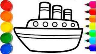Boat Drawing and Painting - Coloring page of Ship - Kid Art Clubhouse