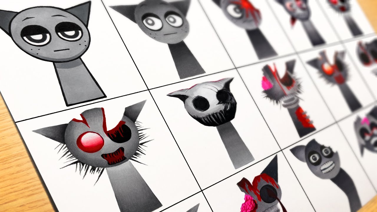 Drawing Incredibox Sprunki : Phase 1 to Phase 12 [Gray] New Updated ...
