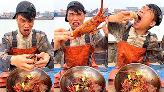 Fishermen eating seafood dinners are too delicious 666 help you stir-fry seafood to broadcast live二三