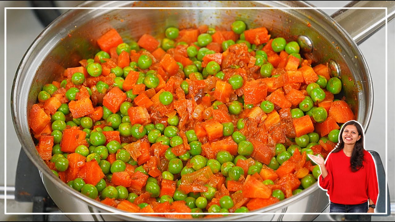 तीखी चटपटी गाजर मटर की सब्ज़ी और तिकोना पराठा | Gajar Matar ki Sabzi | Triangle Paratha | Kabita