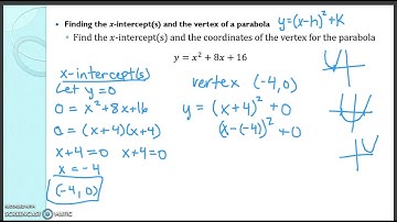 Finding the x-intercept(s) and the vertex of the parabola