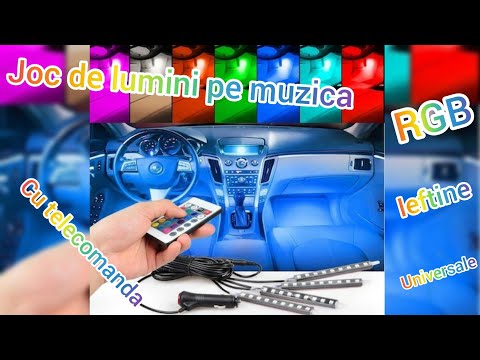 Lumini ambientale RGB (multicolore) cu telecomanda pentru masina  Unboxing si Review