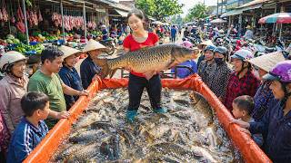 Massive 1000+ Giant Fish Harvest by Drag Net | Full 3-Wheeled Truck to Village Market Sell