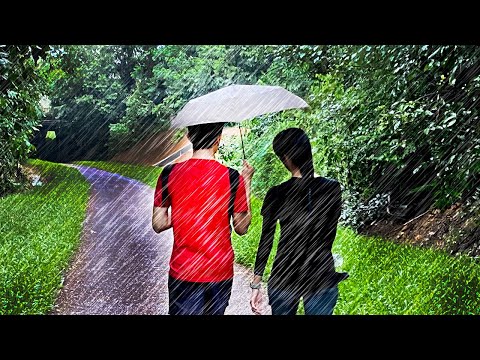 4K Heavy Monsoon Rain Walking TOUR ASMR 1 HOUR AND 30 MINS LONG! Nostalgic Singapore Depot Road