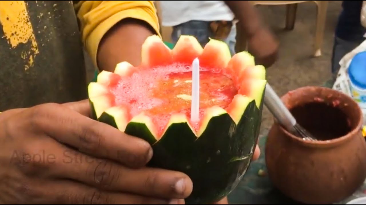 Fruit Ninja | Amazing Style of making Fruit juice - Horlics Watermelon Juice - Indian Street Food | APPLE STREET FOOD