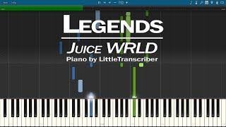 Juice WRLD - Legends (Piano Cover Tribute) Synthesia Tutorial by LittleTranscriber видео