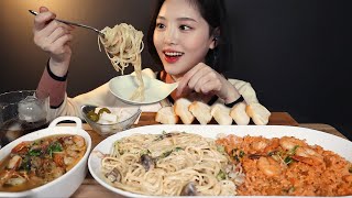 ENG SUB)Shrimp Rosé Risotto Carbonara Gambas Mukbang ASMR Korea Real Sound Eating