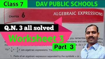 DAV class 7 maths chapter 6 worksheet 3 Q.N. 3 all solved